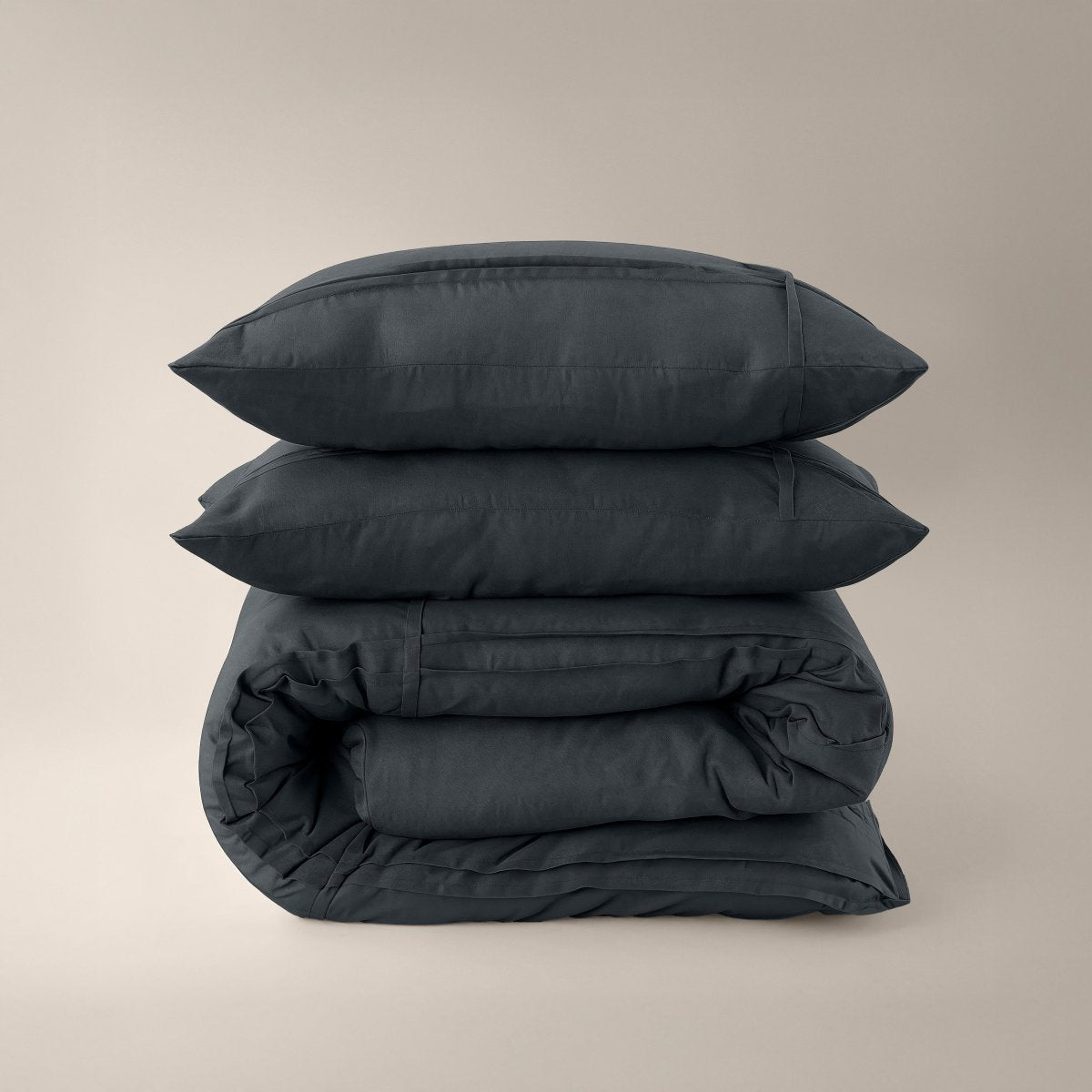 Microfibre Duvet Cover Set Washed Tufted | Anthracite | Double - 200cm (W) x 200/220cm (L) - The Bedding & Blankets Store