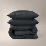 Microfibre Duvet Cover Set Washed Tufted | Anthracite | Double - 200cm (W) x 200/220cm (L) - The Bedding & Blankets Store