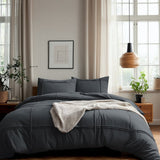 Microfibre Duvet Cover Set Washed Tufted | Anthracite | Double - 200cm (W) x 200/220cm (L) - The Bedding & Blankets Store