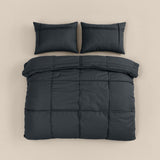 Microfibre Duvet Cover Set Washed Tufted | Anthracite | Double - 200cm (W) x 200/220cm (L) - The Bedding & Blankets Store