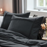 Microfibre Duvet Cover Set Washed Tufted | Anthracite | Double - 200cm (W) x 200/220cm (L) - The Bedding & Blankets Store