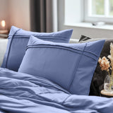 Microfibre Duvet Cover Set Washed Tufted | Blue | Double - 200cm (W) x 200/220cm (L) - The Bedding & Blankets Store