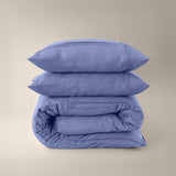 Microfibre Duvet Cover Set Washed Tufted | Blue | Double - 200cm (W) x 200/220cm (L) - The Bedding & Blankets Store