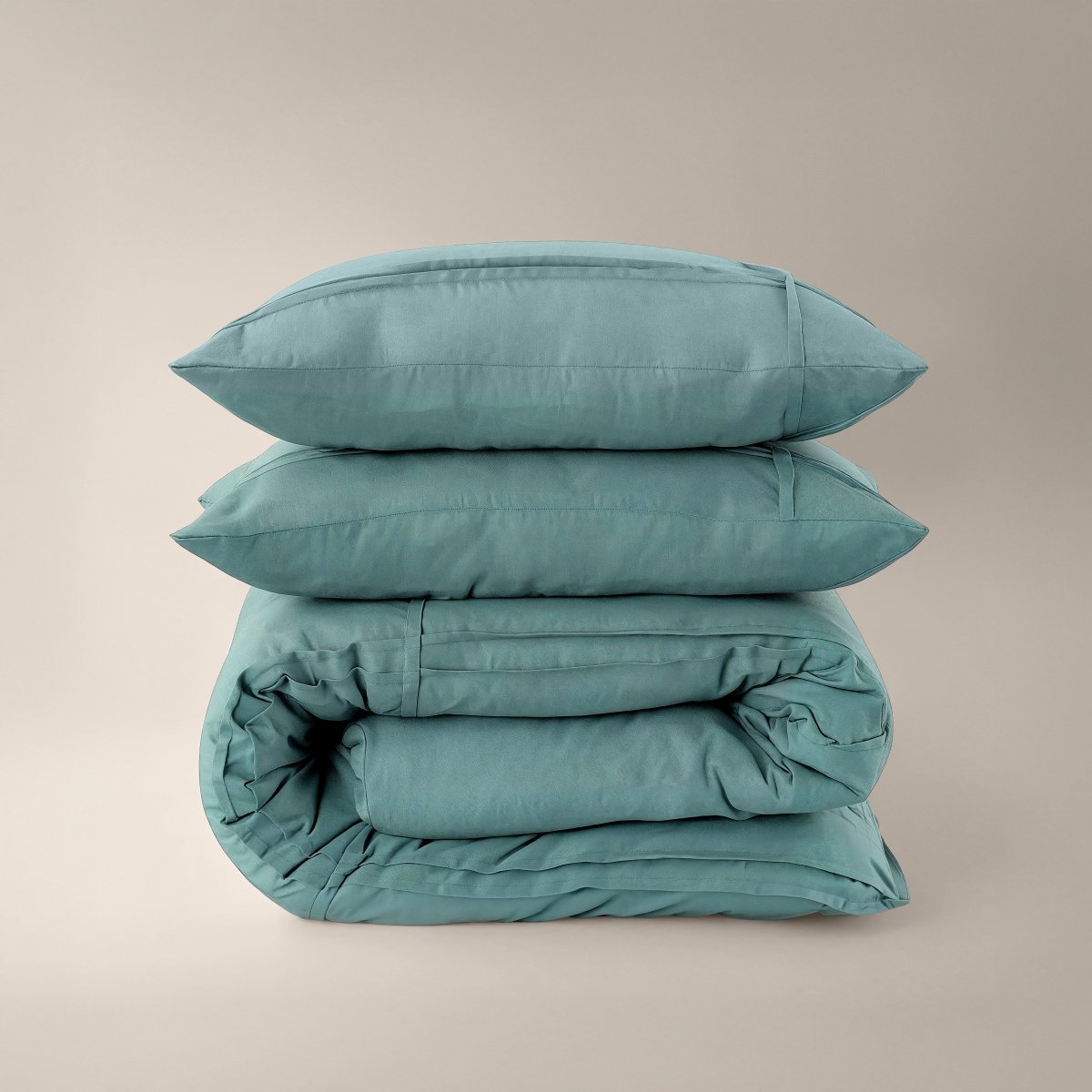Microfibre Duvet Cover Set Washed Tufted | Green | Double - 200cm (W) x 200/220cm (L) - The Bedding & Blankets Store