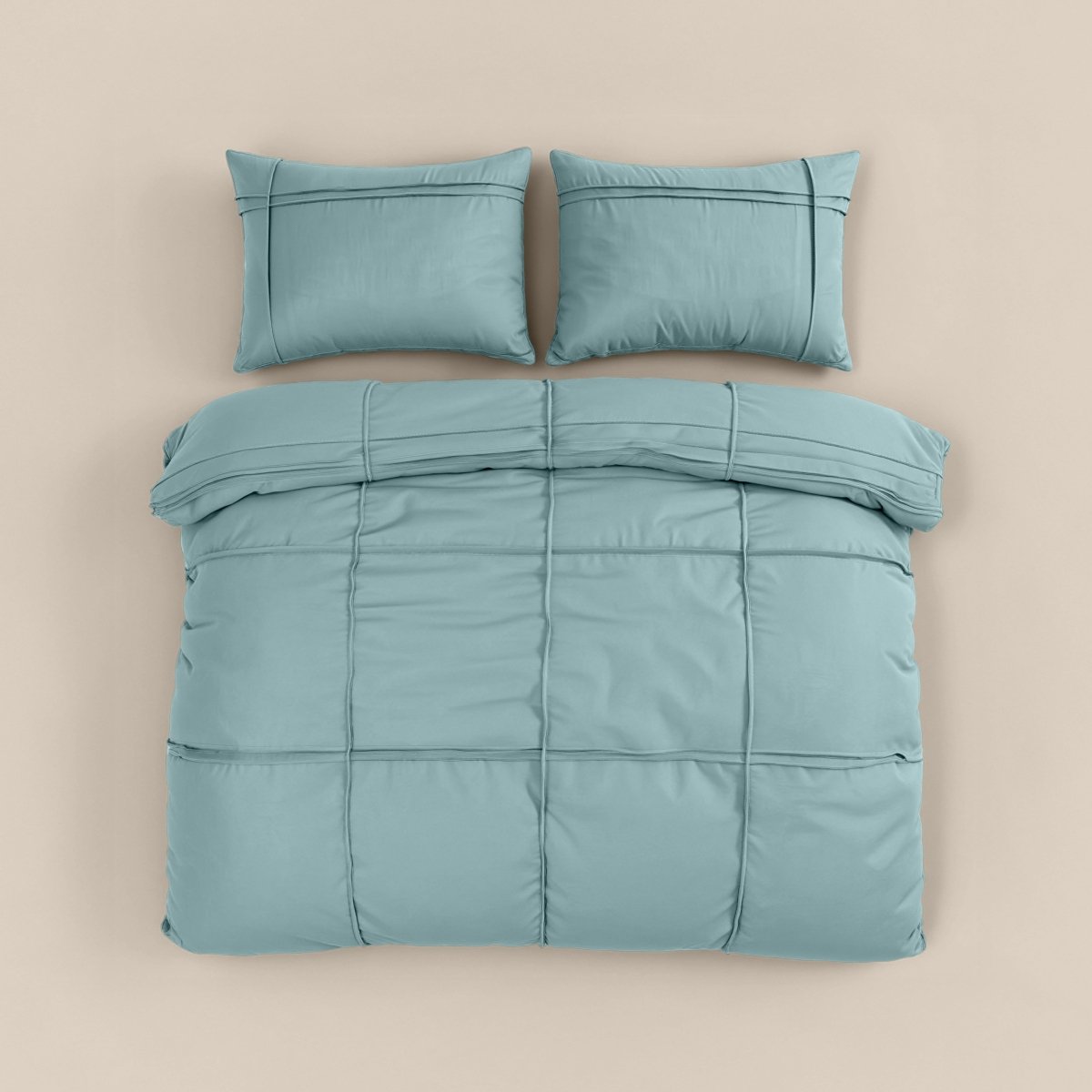 Microfibre Duvet Cover Set Washed Tufted | Green | Double - 200cm (W) x 200/220cm (L) - The Bedding & Blankets Store