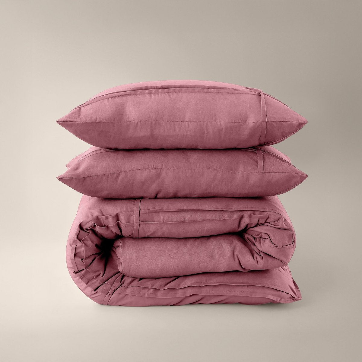 Microfibre Duvet Cover Set Washed Tufted | Vintage Pink | Double - 200cm (W) x 200/220cm (L) - The Bedding & Blankets Store