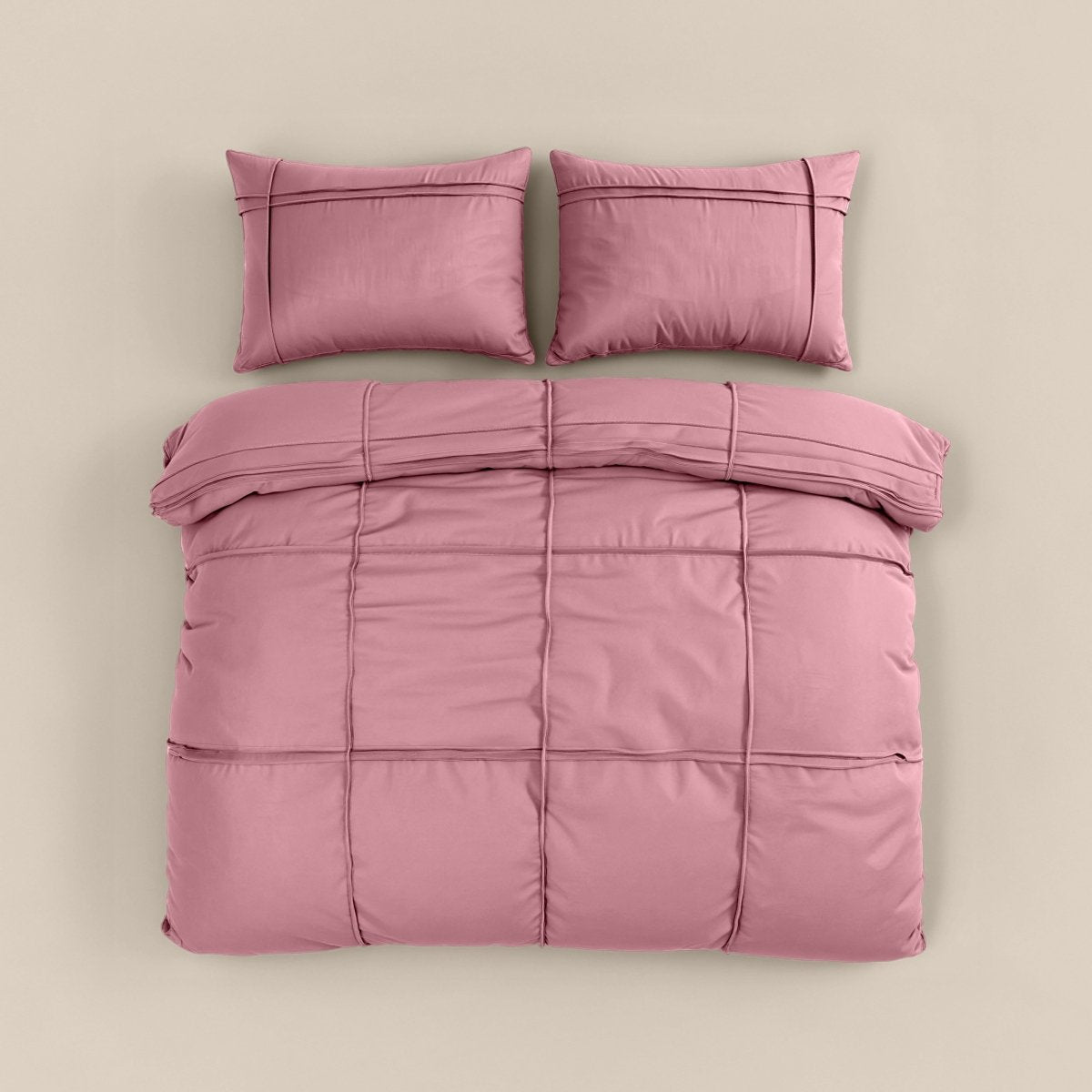 Microfibre Duvet Cover Set Washed Tufted | Vintage Pink | Double - 200cm (W) x 200/220cm (L) - The Bedding & Blankets Store