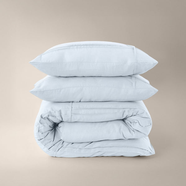 Microfibre Duvet Cover Set Washed Tufted | White | Double - 200cm (W) x 200/220cm (L) - The Bedding & Blankets Store