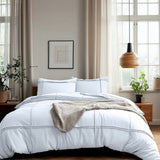Microfibre Duvet Cover Set Washed Tufted | White | Double - 200cm (W) x 200/220cm (L) - The Bedding & Blankets Store