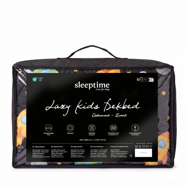 Microfibre Kids Coverless Duvet Astronaut | Black | Single - 140cm (W) x 200cm (L) - The Bedding & Blankets Store