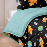 Microfibre Kids Coverless Duvet Astronaut | Black | Single - 140cm (W) x 200cm (L) - The Bedding & Blankets Store