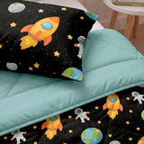 Microfibre Kids Coverless Duvet Astronaut | Black | Single - 140cm (W) x 200cm (L) - The Bedding & Blankets Store
