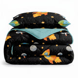 Microfibre Kids Coverless Duvet Astronaut | Black | Single - 140cm (W) x 200cm (L) - The Bedding & Blankets Store