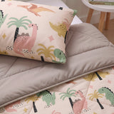 Microfibre Kids Coverless Duvet Dino | Sand | Single - 140cm (W) x 200cm (L) - The Bedding & Blankets Store