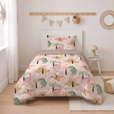 Microfibre Kids Coverless Duvet Dino | Sand | Single - 140cm (W) x 200cm (L) - The Bedding & Blankets Store