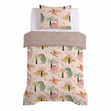 Microfibre Kids Coverless Duvet Dino | Sand | Single - 140cm (W) x 200cm (L) - The Bedding & Blankets Store