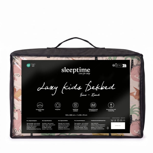 Microfibre Kids Coverless Duvet Dino | Sand | Single - 140cm (W) x 200cm (L) - The Bedding & Blankets Store