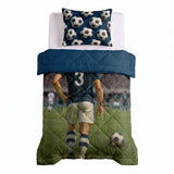 Microfibre Kids Coverless Duvet Football Star | Blue | Single - 140cm (W) x 200cm (L) - The Bedding & Blankets Store