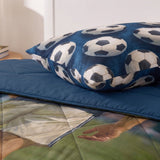 Microfibre Kids Coverless Duvet Football Star | Blue | Single - 140cm (W) x 200cm (L) - The Bedding & Blankets Store