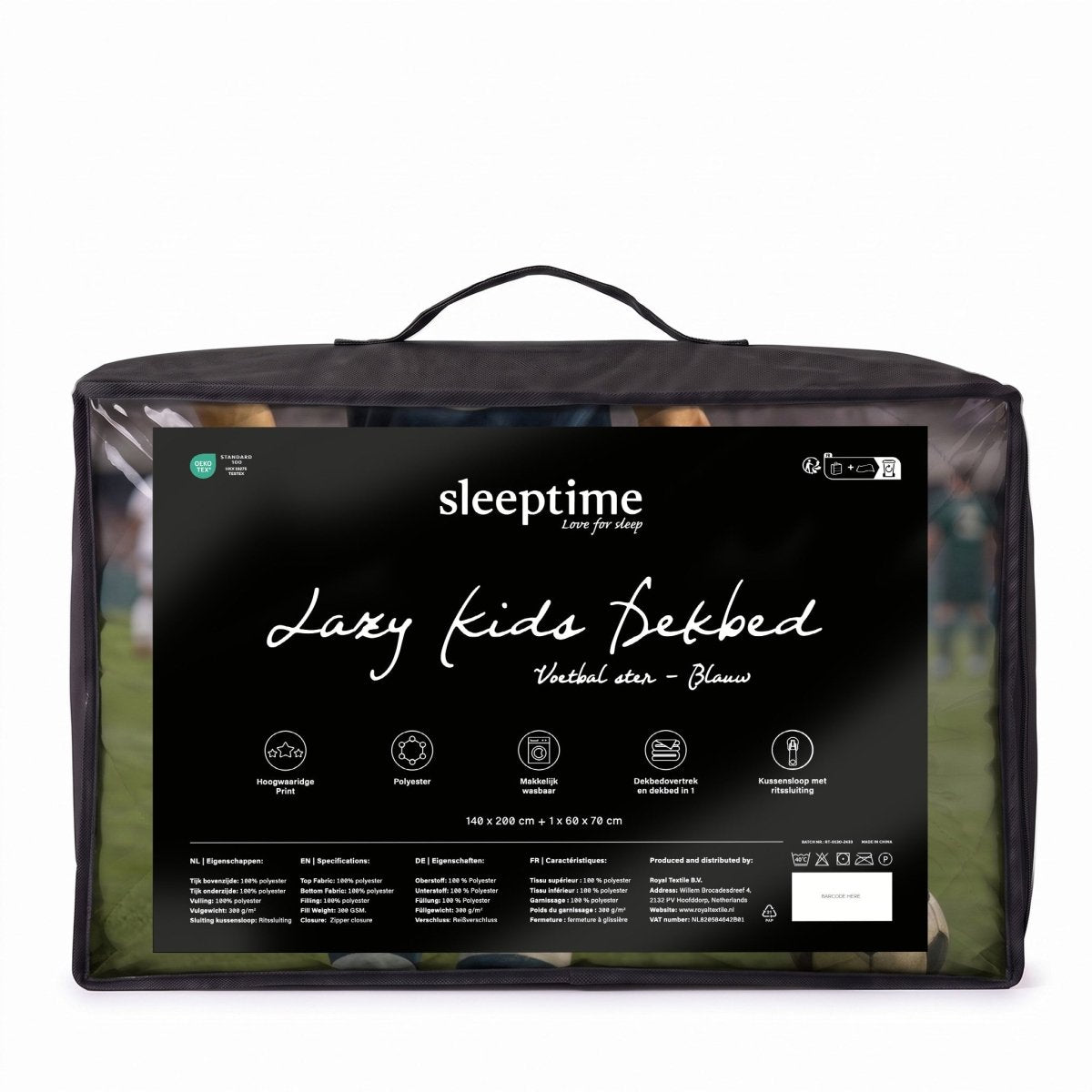Microfibre Kids Coverless Duvet Football Star | Blue | Single - 140cm (W) x 200cm (L) - The Bedding & Blankets Store