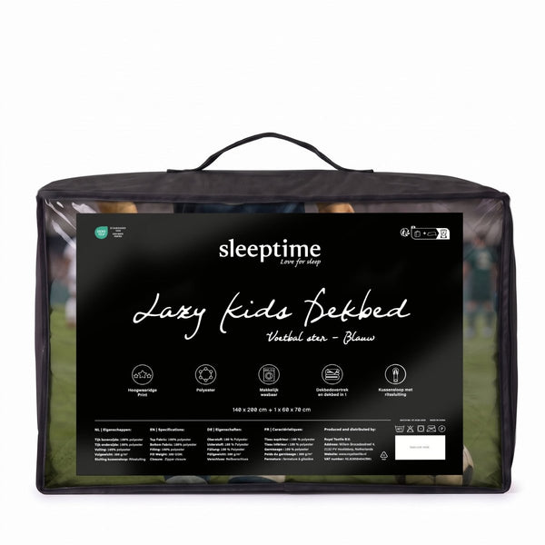 Microfibre Kids Coverless Duvet Football Star | Blue | Single - 140cm (W) x 200cm (L) - The Bedding & Blankets Store