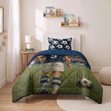 Microfibre Kids Coverless Duvet Football Star | Blue | Single - 140cm (W) x 200cm (L) - The Bedding & Blankets Store