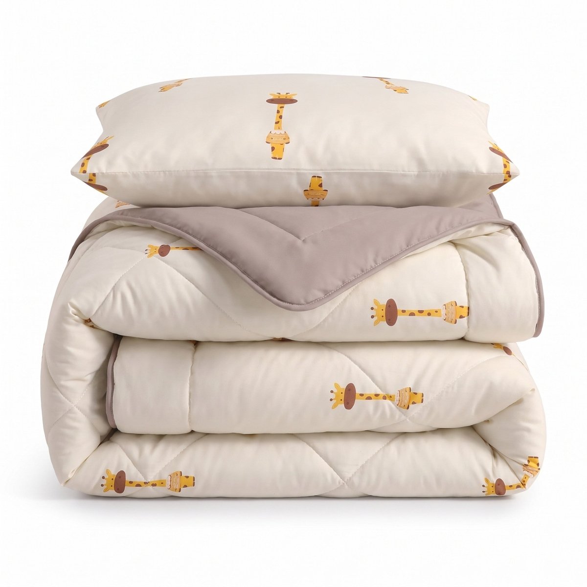 Microfibre Kids Coverless Duvet Giraffe | Beige | Single - 140cm (W) x 200cm (L) - The Bedding & Blankets Store
