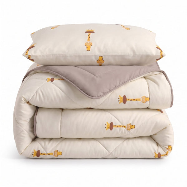 Microfibre Kids Coverless Duvet Giraffe | Beige | Single - 140cm (W) x 200cm (L) - The Bedding & Blankets Store