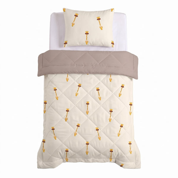 Microfibre Kids Coverless Duvet Giraffe | Beige | Single - 140cm (W) x 200cm (L) - The Bedding & Blankets Store
