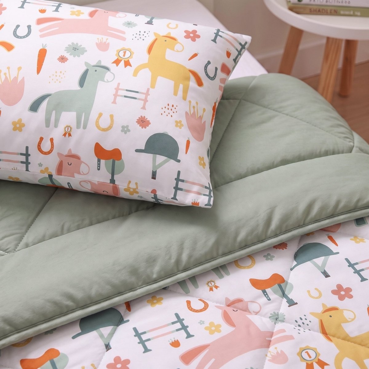 Microfibre Kids Coverless Duvet Horses | White | Single - 140cm (W) x 200cm (L) - The Bedding & Blankets Store