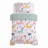 Microfibre Kids Coverless Duvet Horses | White | Single - 140cm (W) x 200cm (L) - The Bedding & Blankets Store