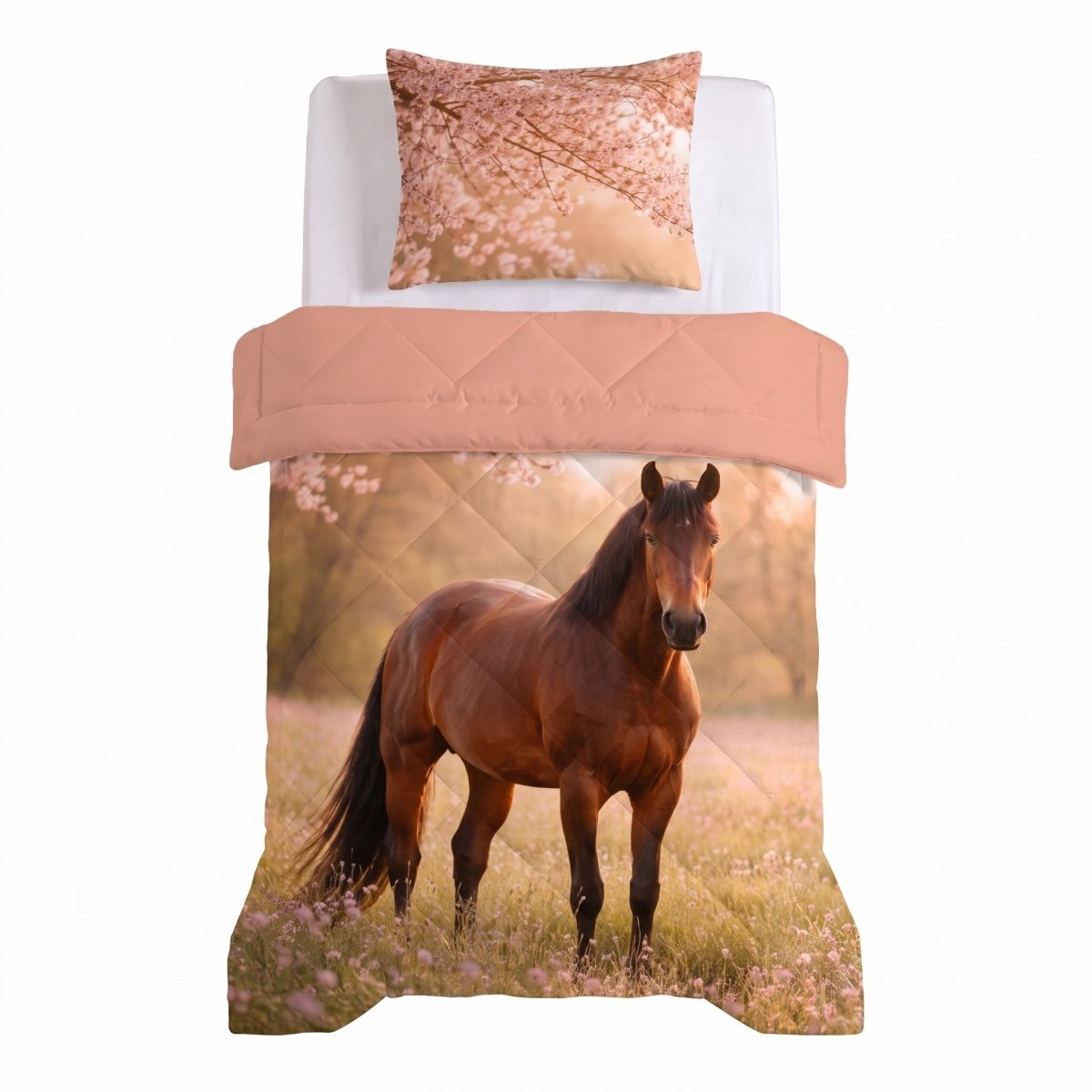 Microfibre Kids Coverless Duvet Pony | Pink | Single - 140cm (W) x 200cm (L) - The Bedding & Blankets Store