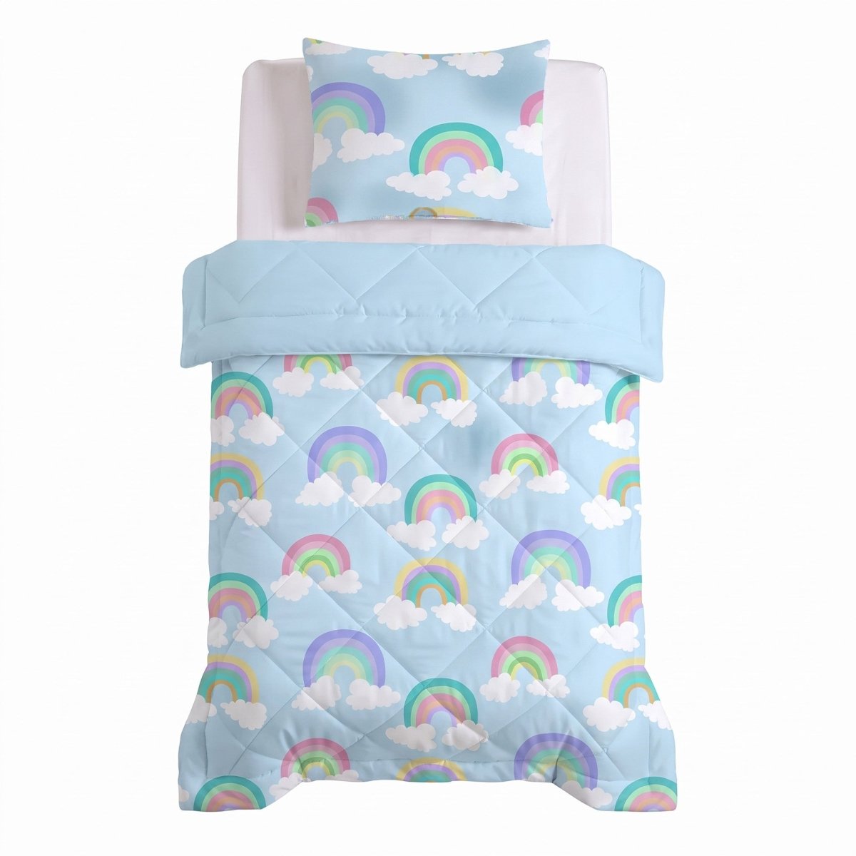 Microfibre Kids Coverless Duvet Rainbow | Blue | Single - 140cm (W) x 200cm (L) - The Bedding & Blankets Store