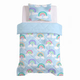 Microfibre Kids Coverless Duvet Rainbow | Blue | Single - 140cm (W) x 200cm (L) - The Bedding & Blankets Store