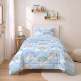 Microfibre Kids Coverless Duvet Rainbow | Blue | Single - 140cm (W) x 200cm (L) - The Bedding & Blankets Store