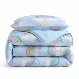 Microfibre Kids Coverless Duvet Rainbow | Blue | Single - 140cm (W) x 200cm (L) - The Bedding & Blankets Store