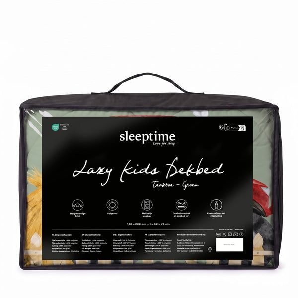 Microfibre Kids Coverless Duvet Tractor | Green | Single - 140cm (W) x 200cm (L) - The Bedding & Blankets Store