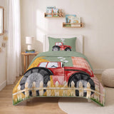 Microfibre Kids Coverless Duvet Tractor | Green | Single - 140cm (W) x 200cm (L) - The Bedding & Blankets Store
