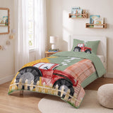 Microfibre Kids Coverless Duvet Tractor | Green | Single - 140cm (W) x 200cm (L) - The Bedding & Blankets Store