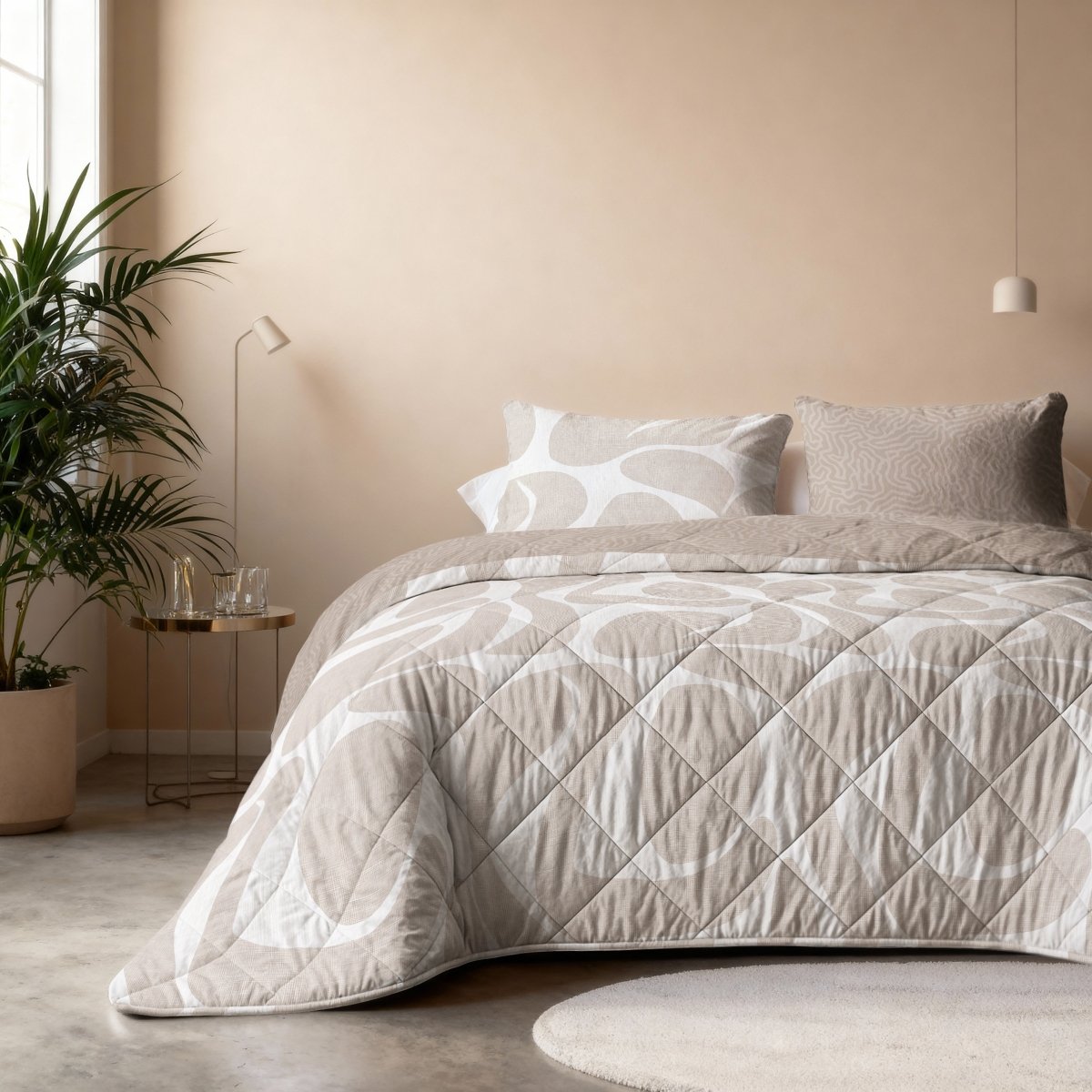Microfibre Lazy Duvet Drifty | Sand/Grey | King Long - 240cm (W) x 220cm (L) - The Bedding & Blankets Store