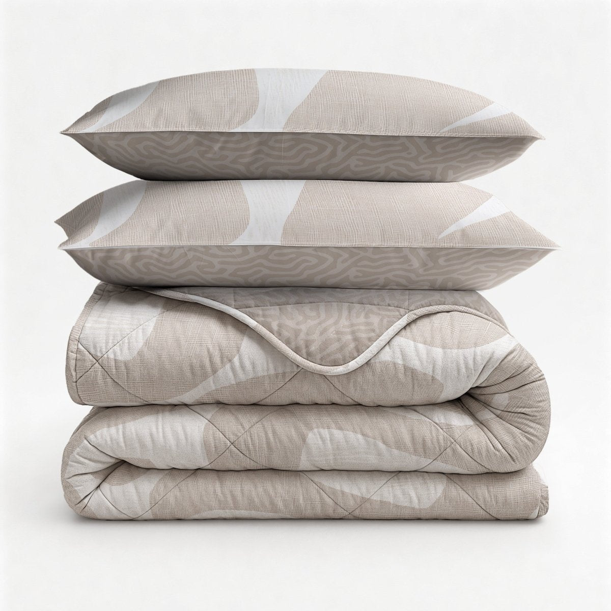 Microfibre Lazy Duvet Drifty | Sand/Grey | King Long - 240cm (W) x 220cm (L) - The Bedding & Blankets Store