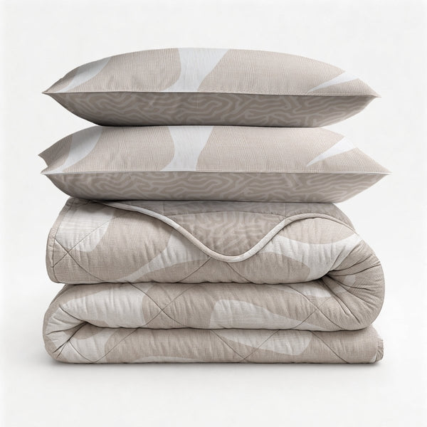 Microfibre Lazy Duvet Drifty | Sand/Grey | King Long - 240cm (W) x 220cm (L) - The Bedding & Blankets Store