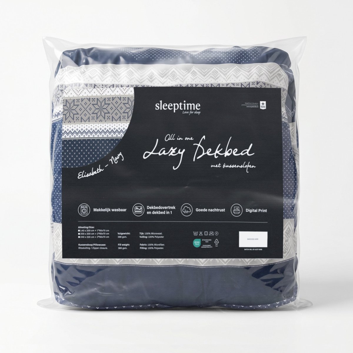 Microfibre Lazy Duvet Elisabeth | Navy | King - 240cm (W) x 200cm (L) - The Bedding & Blankets Store