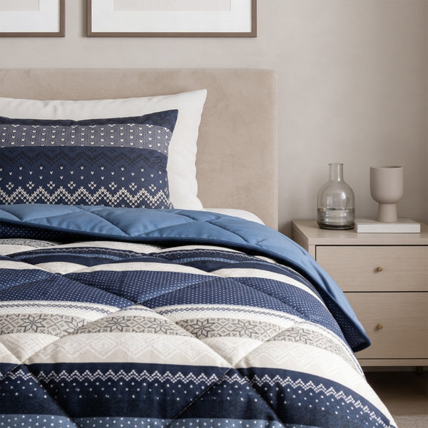 Microfibre Lazy Duvet Elisabeth | Navy | King - 240cm (W) x 200cm (L) - The Bedding & Blankets Store