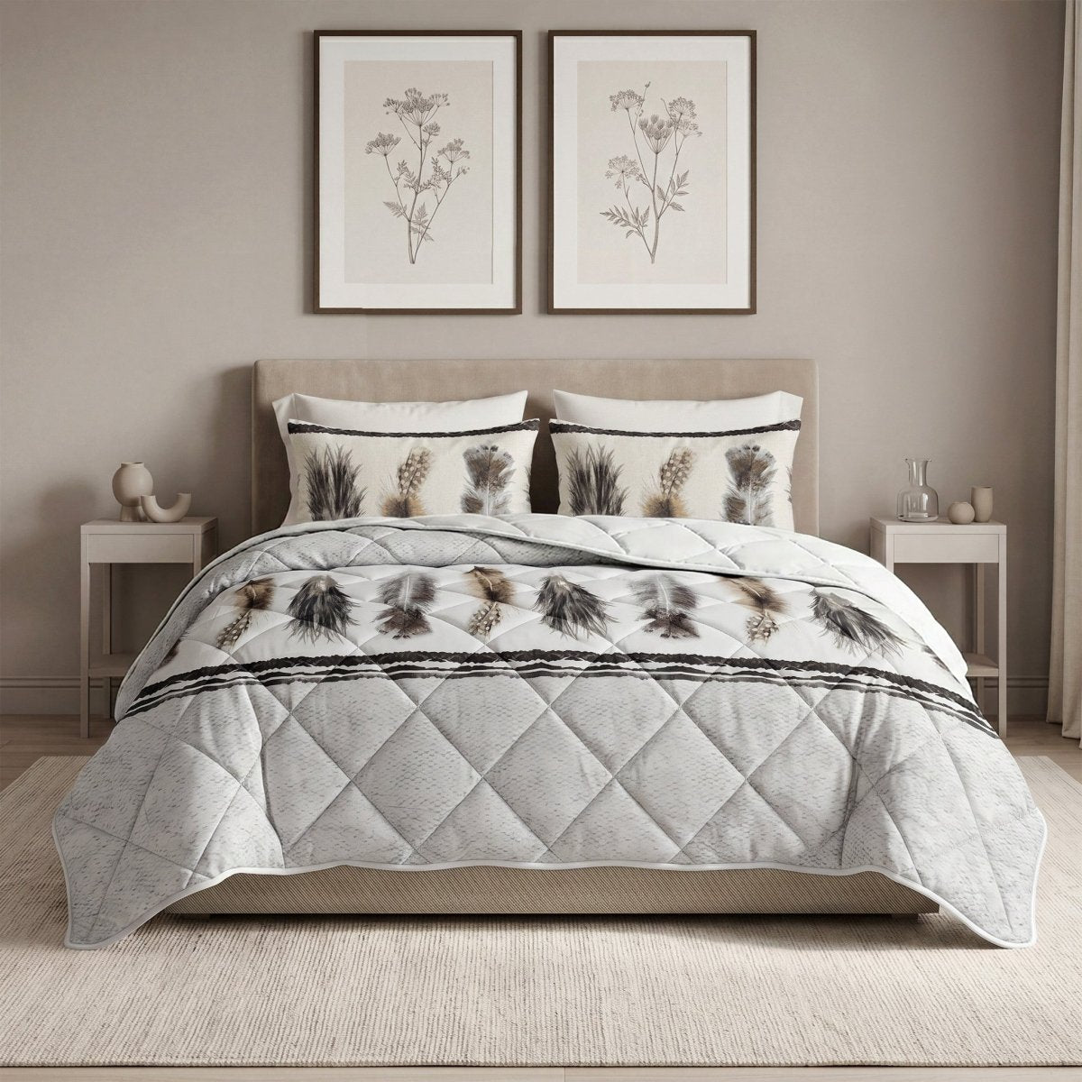 Microfibre Lazy Duvet Feathers 3 | Sand | King - 240cm (W) x 200cm (L) - The Bedding & Blankets Store