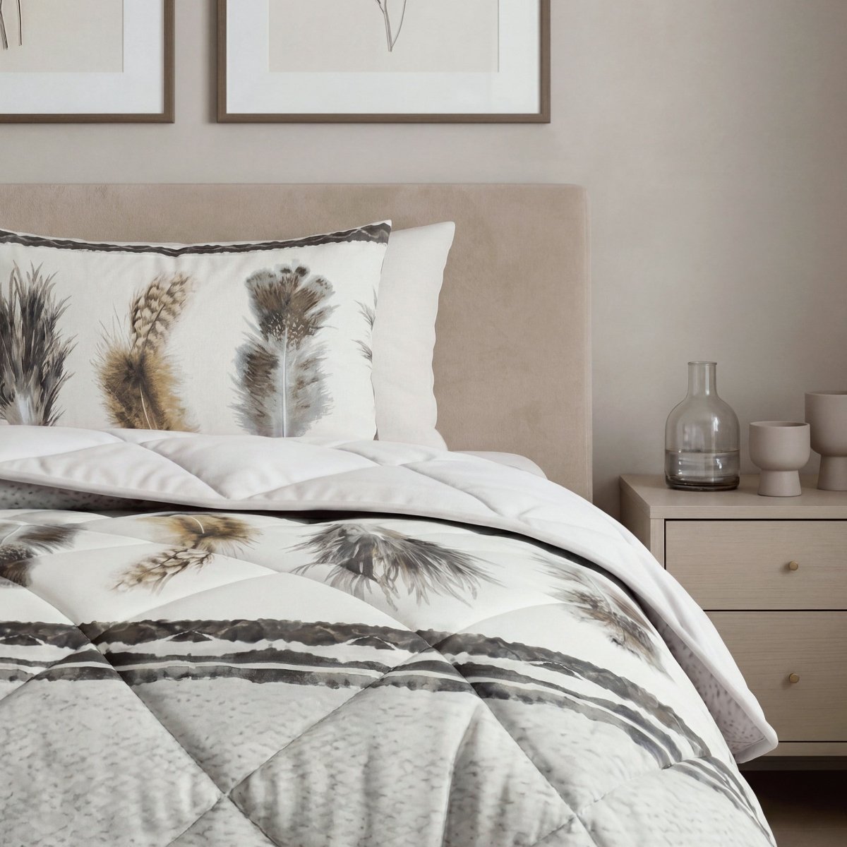 Microfibre Lazy Duvet Feathers 3 | Sand | King - 240cm (W) x 200cm (L) - The Bedding & Blankets Store