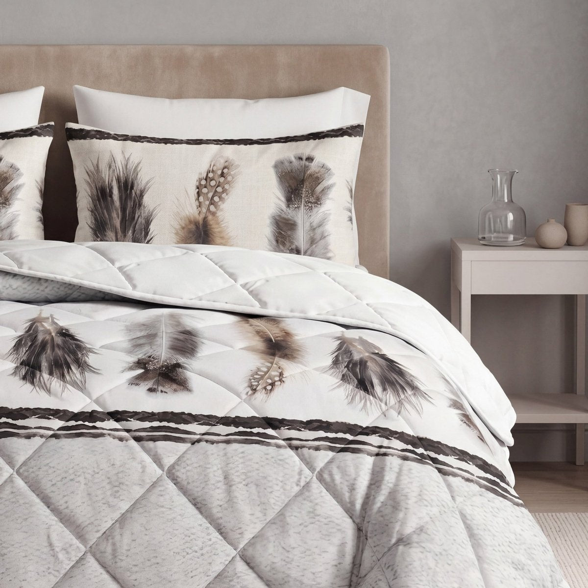Microfibre Lazy Duvet Feathers 3 | Sand | King - 240cm (W) x 200cm (L) - The Bedding & Blankets Store