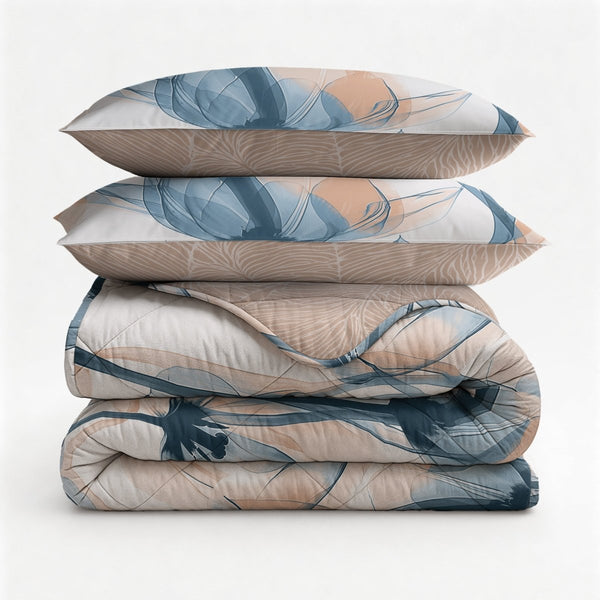 Microfibre Lazy Duvet Glass Flower | Blue | King Long - 240cm (W) x 220cm (L) - The Bedding & Blankets Store
