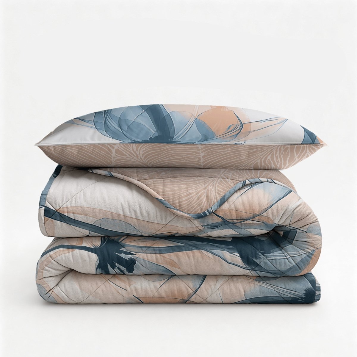 Microfibre Lazy Duvet Glass Flower | Blue | King Long - 240cm (W) x 220cm (L) - The Bedding & Blankets Store