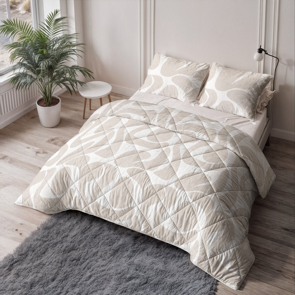 Microfibre Lazy Duvet Kello | Taupe/Sand | King - 240cm (W) x 200cm (L) - The Bedding & Blankets Store